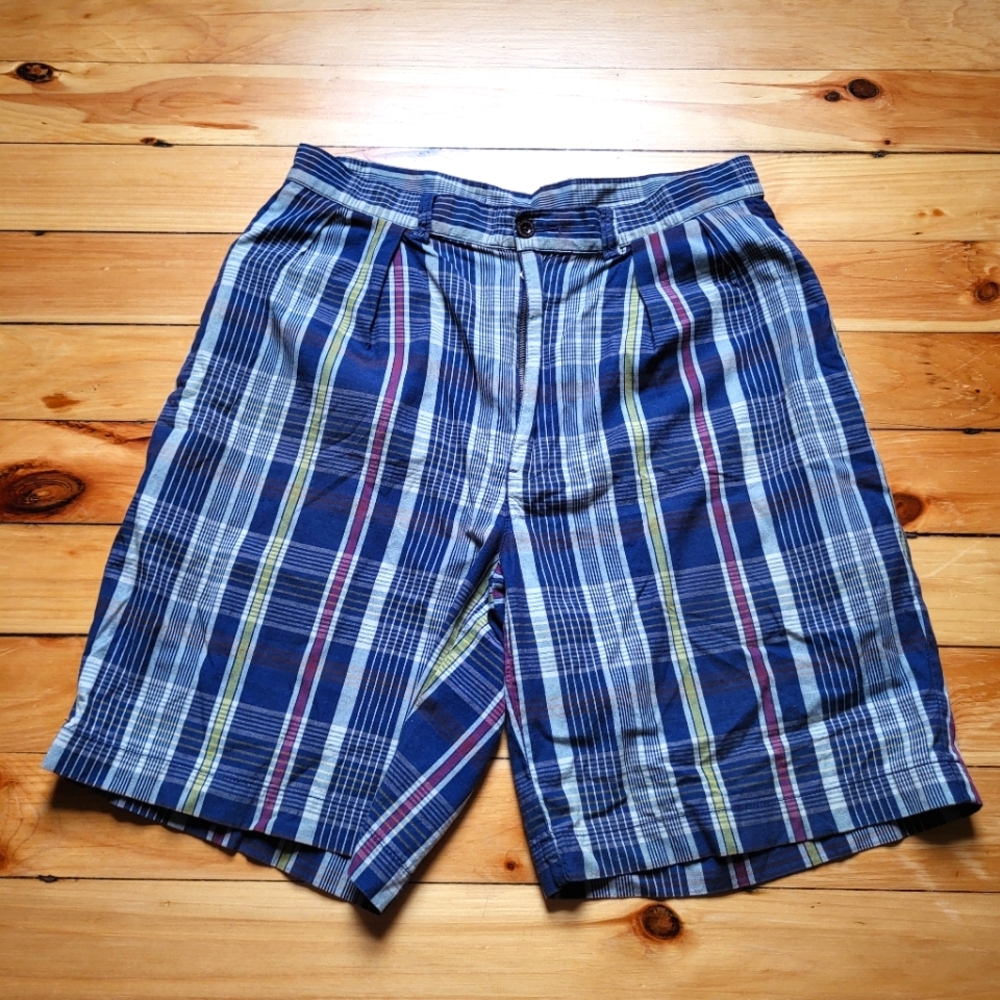 Polo Ralph Lauren Shorts Mens 32 9 Inch Tyler Pleated Plaid Grandpa 90s Retro